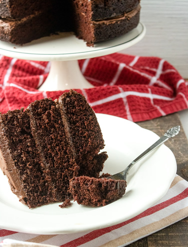 chocolate layer cake closeup