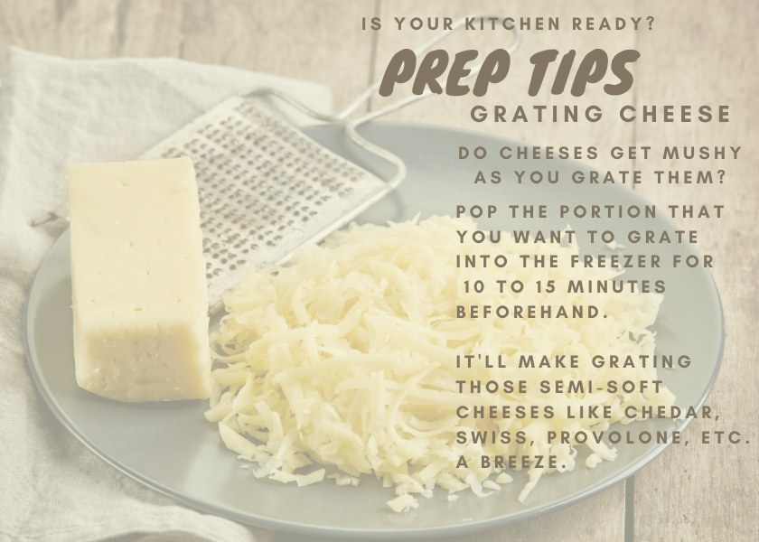 Delicious Easy Recipes - Prep Tips Card - Freeze Cheese Before Grating