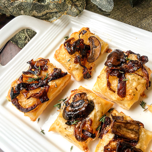 Puff Pastry Bites + Caramelized Onions + Portobello mushrooms